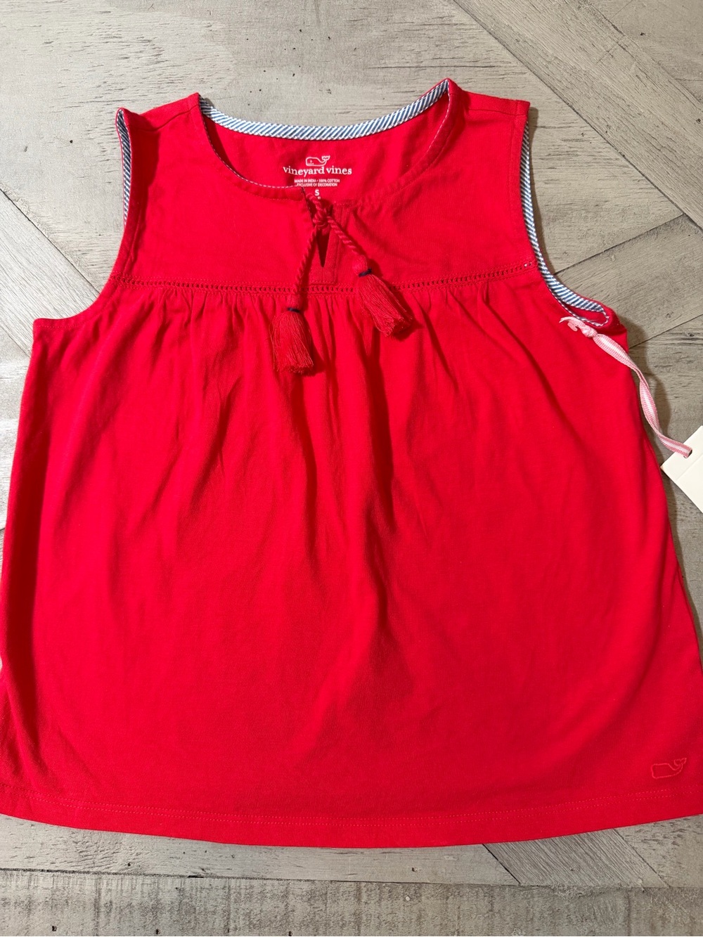 Vineyard Vines Girls' Bright Red Sleeveless Tassel Tank New With Tag Size Sm 7-8